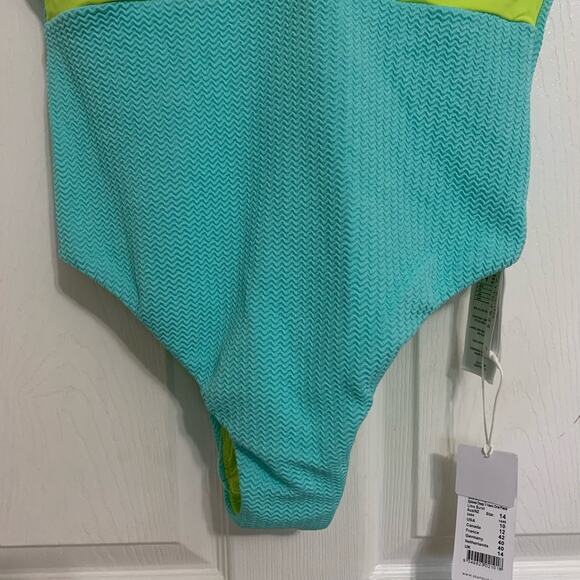 Seafolly NWT Slice Of Splice Deep V Neck One Piece Swimsuit Size 10 - Picture 6 of 10